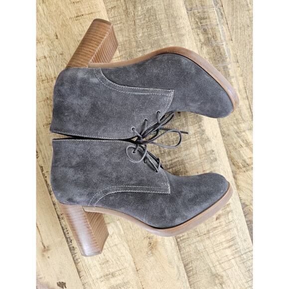 Johnston & Murphy Ankle Boots Women's Grey Suede Heels Size 8.5 Lace Up Boho - Picture 10 of 11